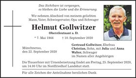 Traueranzeige Helmut Gollwitzer