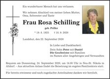 Traueranzeige Rosa Schilling