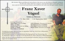 Traueranzeige Xaver Vögerl