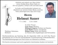 Traueranzeige Helmut Sauer