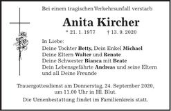 Traueranzeige Anita Kircher
