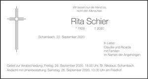 Traueranzeige Rita Schier