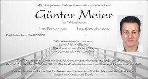Traueranzeige Günter Meier