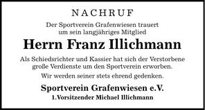 Traueranzeige Franz Illichmann