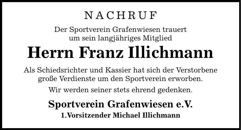 Traueranzeige Franz Illichmann