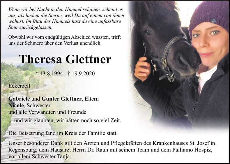 Traueranzeige Theresa Glettner