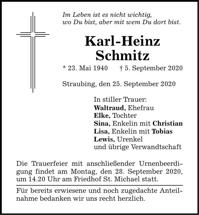 Traueranzeige Karl-Heinz Schmitz