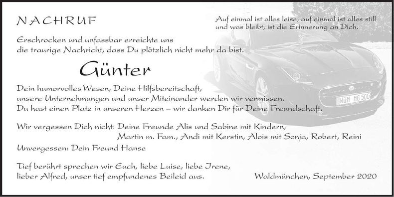 Traueranzeige Günter Meier