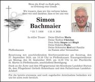 Traueranzeige Simon Bachmaier