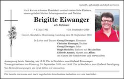 Traueranzeige Brigtitte Eiwanger