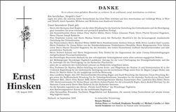Traueranzeige Ernst Hinsken