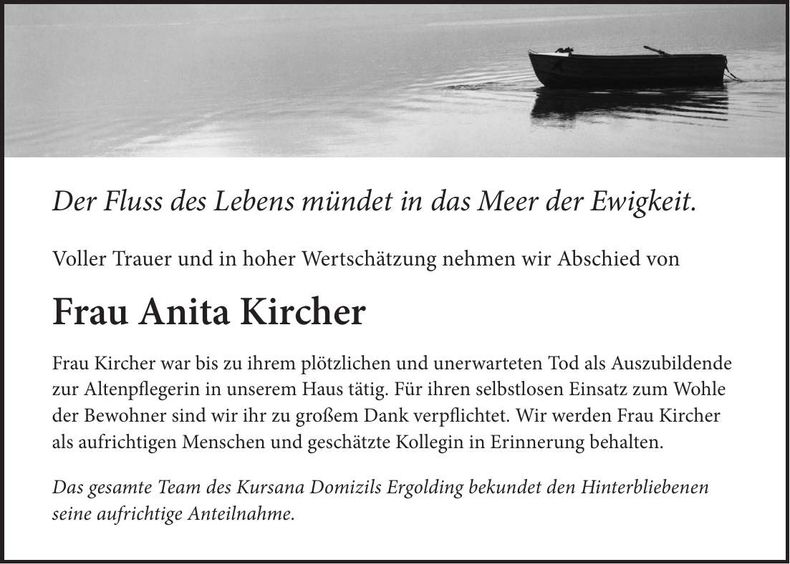 Traueranzeige Anita Kircher