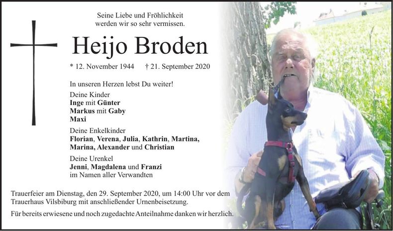 Traueranzeige Heijo Broden