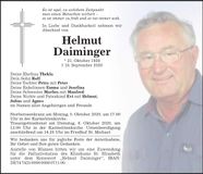 Traueranzeige Helmut Daiminger