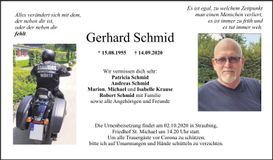 Traueranzeige Gerhard Schmid