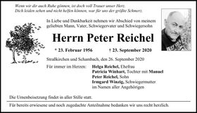 Traueranzeige Peter Reichel