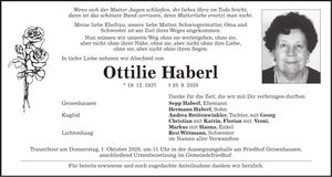 Traueranzeige Ottilie Haberl