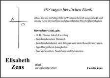 Traueranzeige Elisabeth Zens