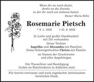 Traueranzeige Rosemarie Pietsch