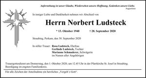 Traueranzeige Norbert Ludsteck