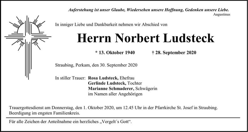 Traueranzeige Norbert Ludsteck