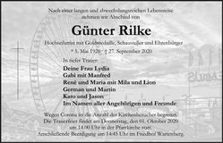 Traueranzeige Günter Rilke