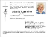 Traueranzeige Maria Kerscher