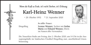 Traueranzeige Karl-Heinz Wenner