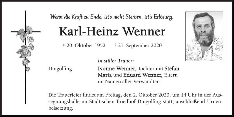 Traueranzeige Karl-Heinz Wenner
