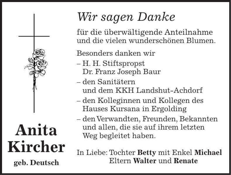 Traueranzeige Anita Kircher