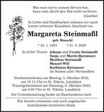 Traueranzeige Margareta Steinmaßl