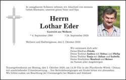 Traueranzeige Lothar Eder