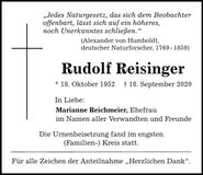 Traueranzeige Rudolf Reisinger