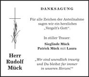 Traueranzeige Rudolf Mück
