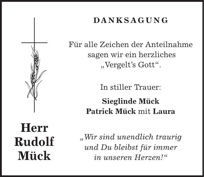 Traueranzeige Rudolf Mück