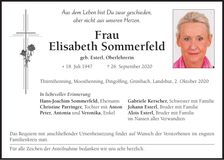 Traueranzeige Elisabeth Sommerfeld