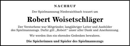 Traueranzeige Robert Woisetschläger