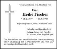 Traueranzeige Heike Fischer
