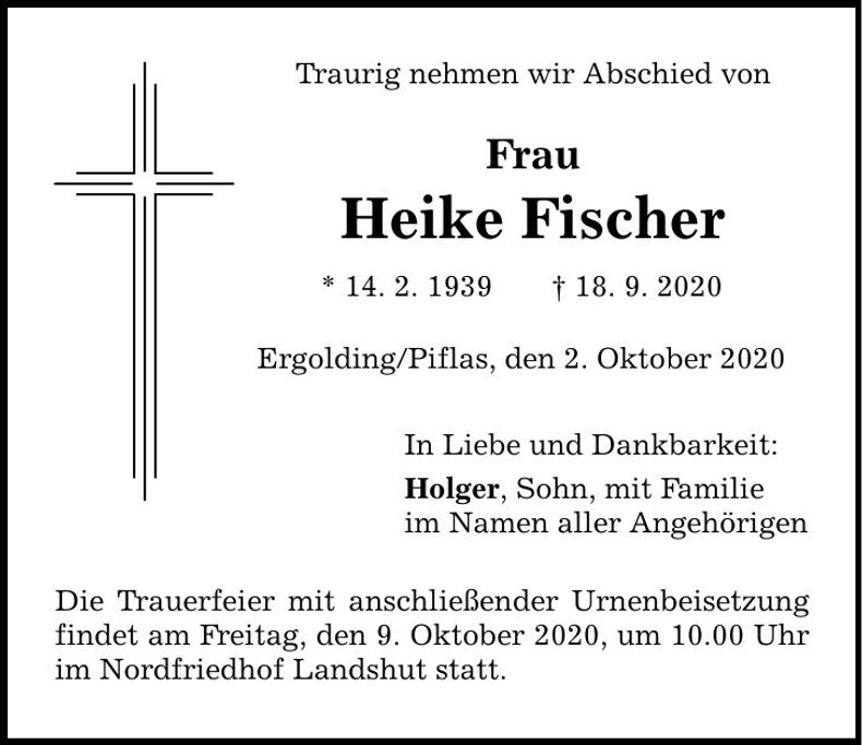 Traueranzeige Heike Fischer