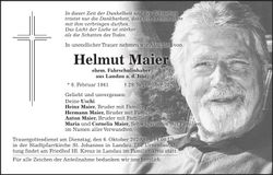 Traueranzeige Helmut Maier