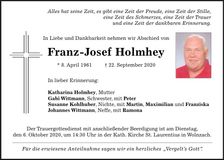 Traueranzeige Franz-Josef Holmhey