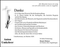 Traueranzeige Anton Umkehrer