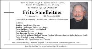 Traueranzeige Fritz Sandleitner