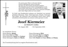 Traueranzeige Josef Kiermeier