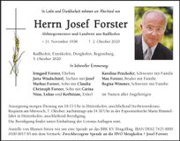 Traueranzeige Josef Forser