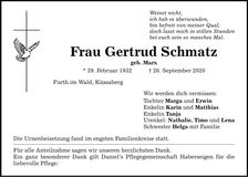 Traueranzeige Gertrud Schmatz