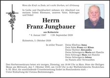 Traueranzeige Franz Jungbauer