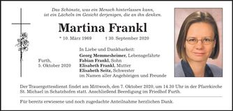 Traueranzeige Martina Frankl
