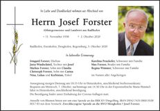 Traueranzeige Josef Forster