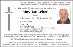 Traueranzeige Maximilian Rauscher